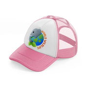 world wildlife day pink and white trucker hat