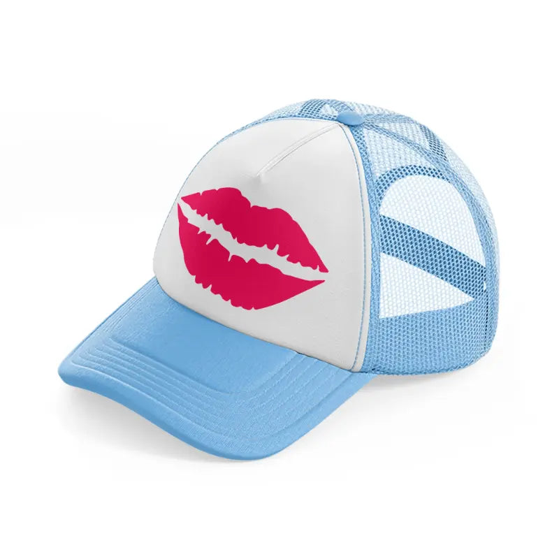 lips sky blue trucker hat