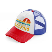 i'd rather be golfing retro-multicolor-trucker-hat