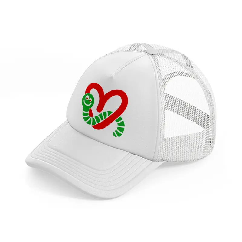 worm love-white-trucker-hat