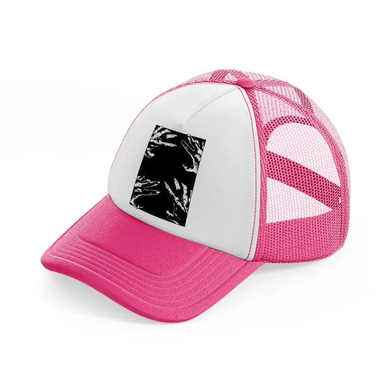 ghost hands neon pink trucker hat