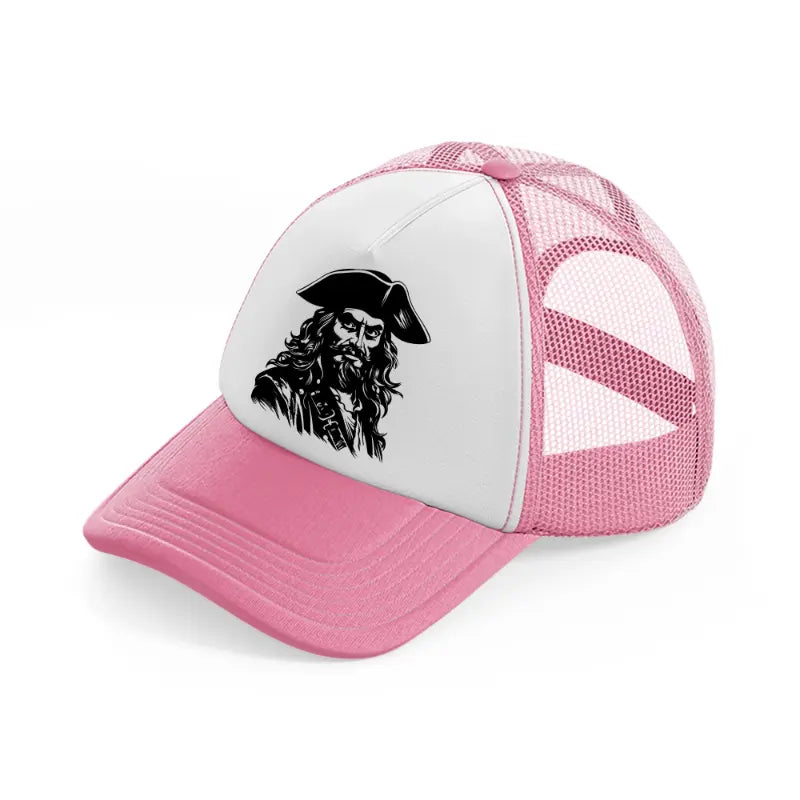 captain pirates-pink-and-white-trucker-hat