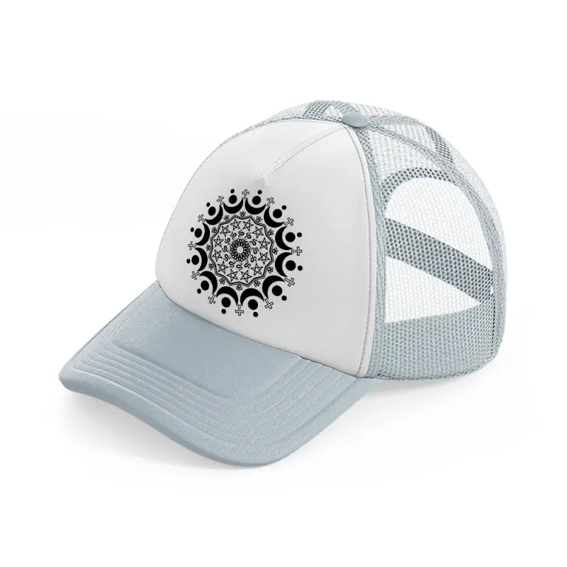 gothic mandala grey trucker hat