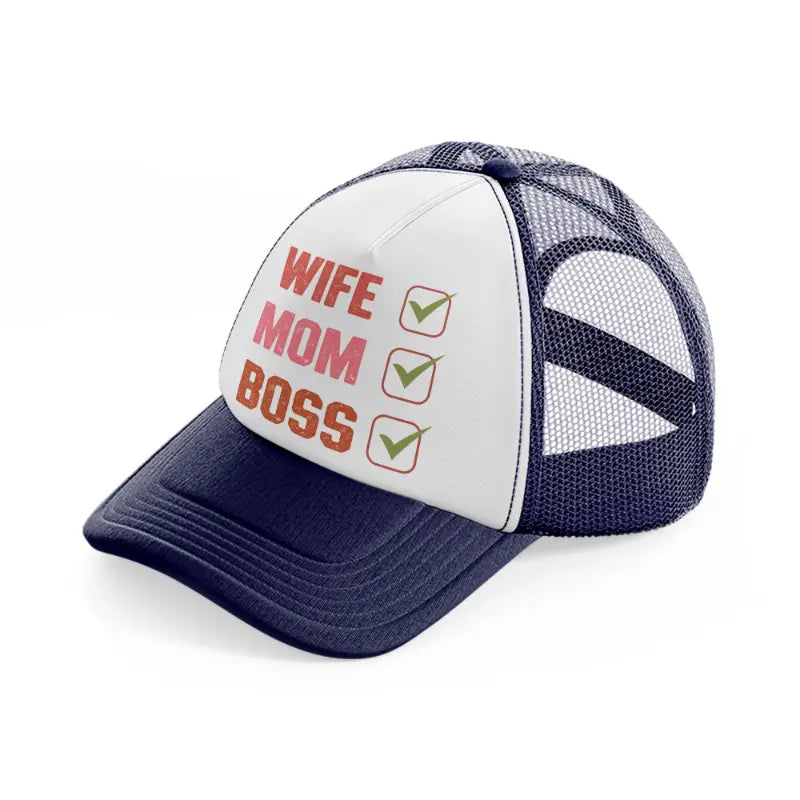 wife mom boss-navy-blue-and-white-trucker-hat