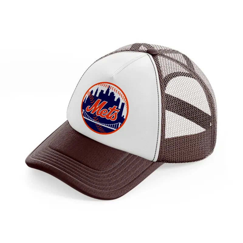 new york mets badge-brown-trucker-hat