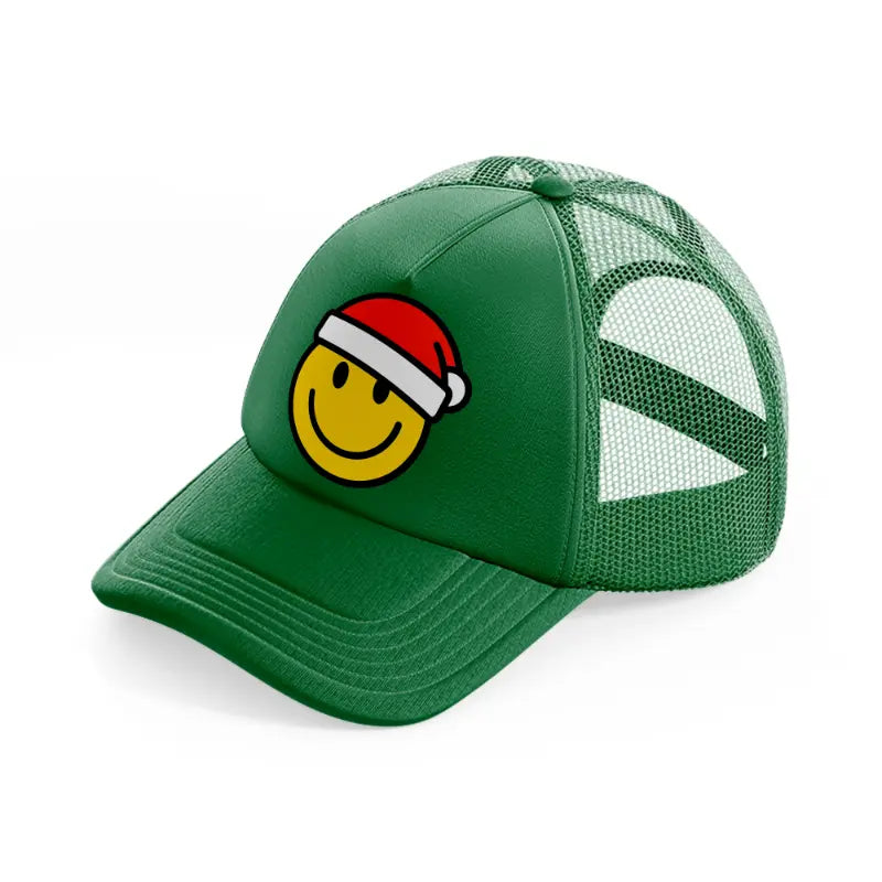 happy face with santa hat green trucker hat