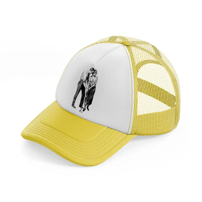 golfers black & white-yellow-trucker-hat