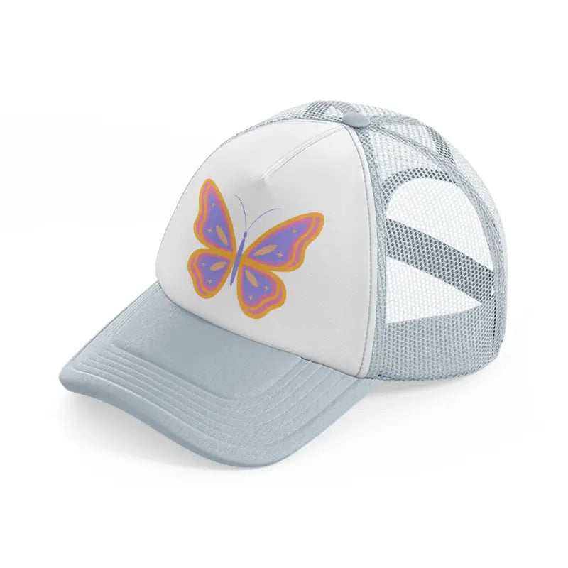 colorful butterfly-grey-trucker-hat