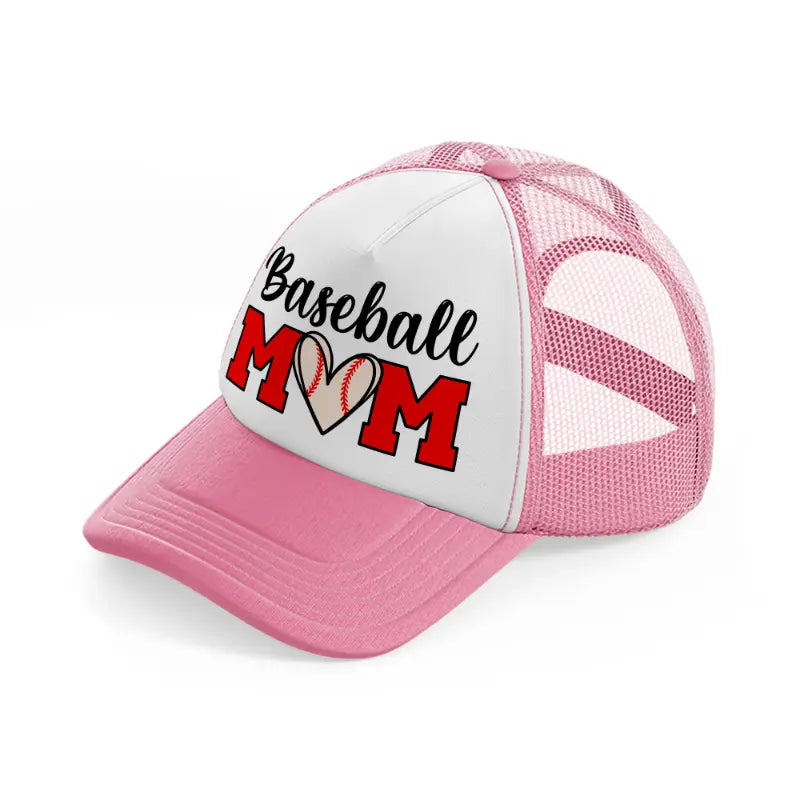 baseball mom-pink-and-white-trucker-hat