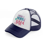 forever a beach girl navy blue and white trucker hat