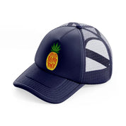 aloha summer pineapple-navy-blue-trucker-hat