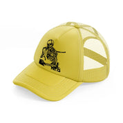 scary skeleton-gold-trucker-hat
