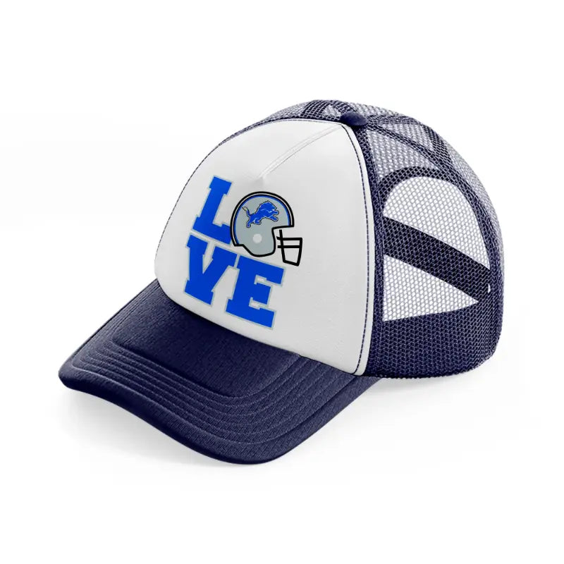 love detroit lions-navy-blue-and-white-trucker-hat