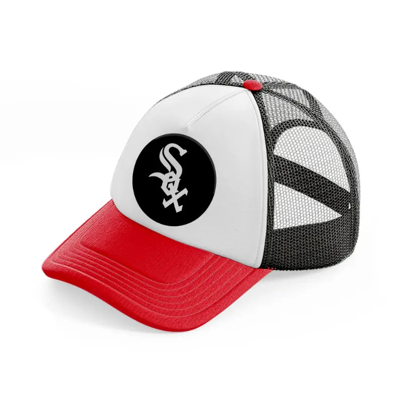 chicago white sox black badge-red-and-black-trucker-hat