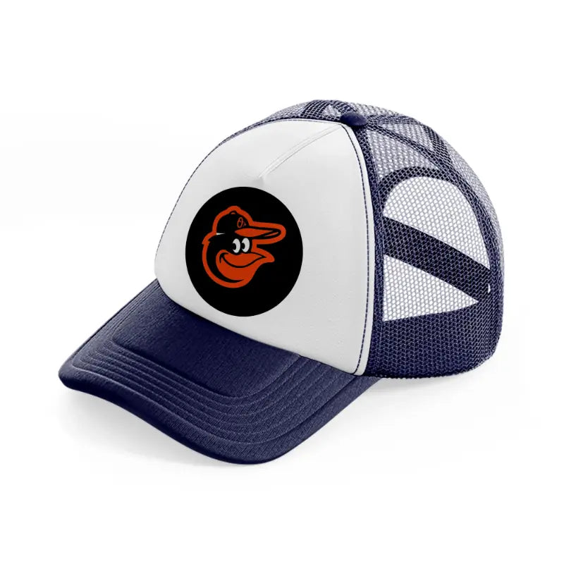 baltimore orioles black badge-navy-blue-and-white-trucker-hat