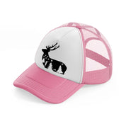 hunting symbol pink and white trucker hat