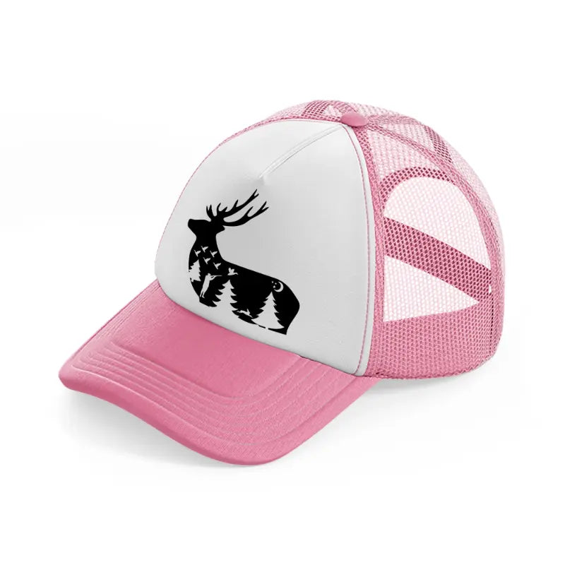 hunting symbol-pink-and-white-trucker-hat