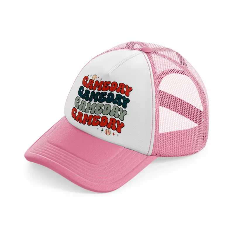 gameday gameday pink and white trucker hat