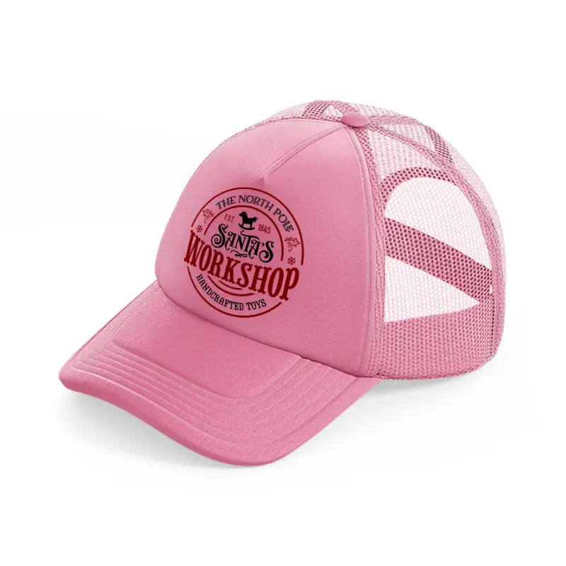 the north pole santa's workshop handcrafted toys-pink-trucker-hat