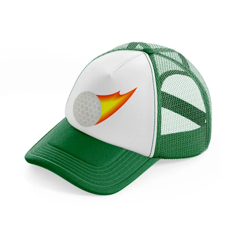 golf ball fire-green-and-white-trucker-hat