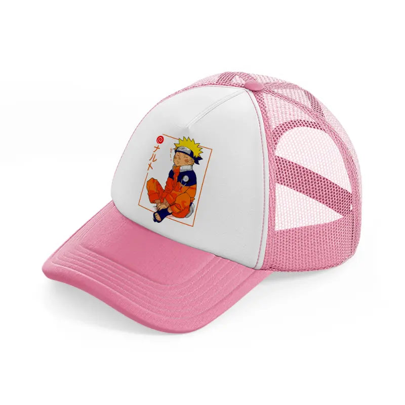 naruto square-pink-and-white-trucker-hat