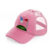 golfing cartoon-pink-trucker-hat