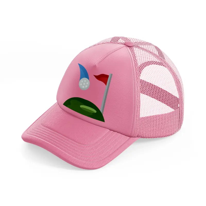 golfing cartoon pink trucker hat