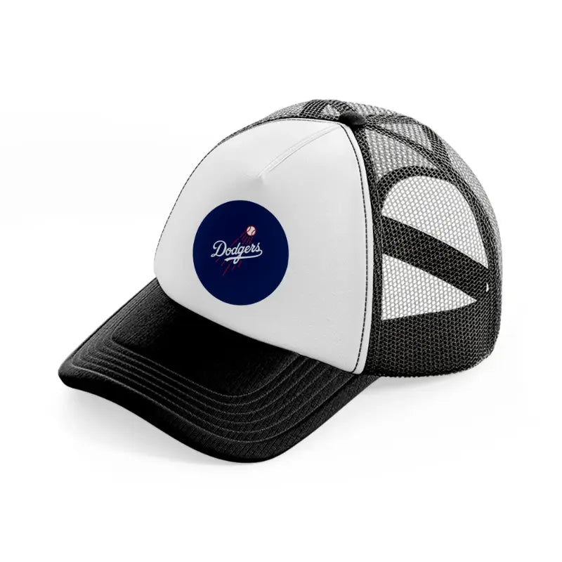 dodgers badge-black-and-white-trucker-hat