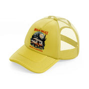 wild west enjoy a campfire-gold-trucker-hat