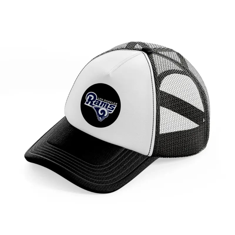 los angeles rams badge-black-and-white-trucker-hat