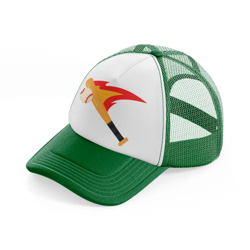 baseball bat hitting-green-and-white-trucker-hat