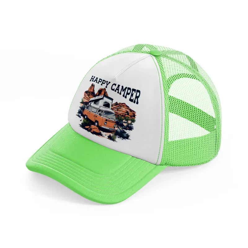 happy camper-lime-green-trucker-hat