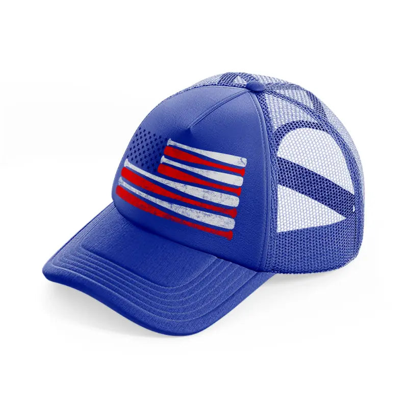 baseball american flag-blue-trucker-hat