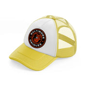 baltimore orioles badge yellow trucker hat