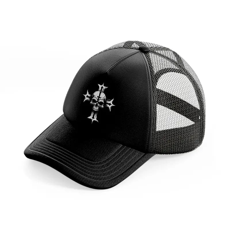 cross skull-black-trucker-hat