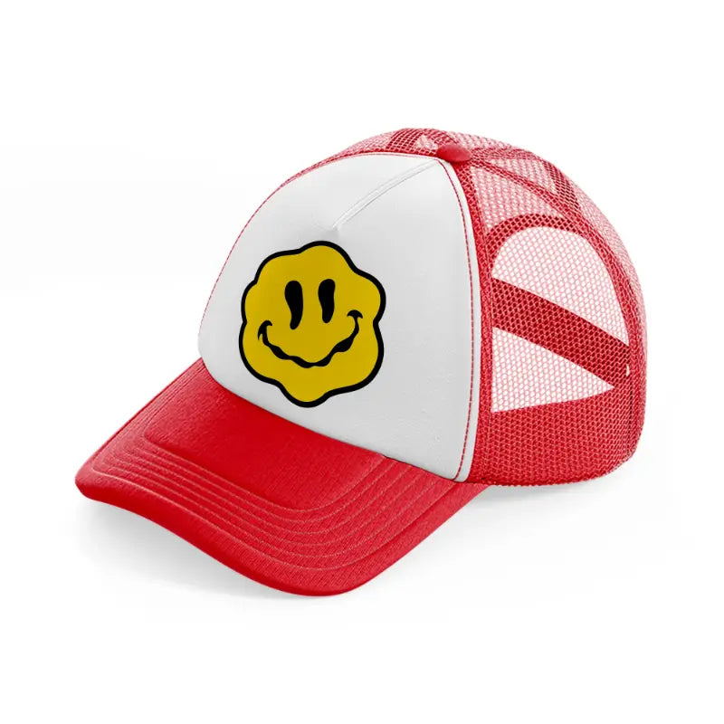 yellow melt smile-red-and-white-trucker-hat