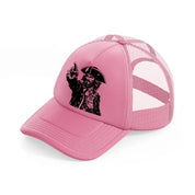 pirate finger pointing pink trucker hat