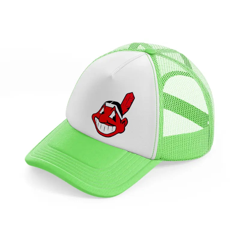 cleveland indians emblem-lime-green-trucker-hat