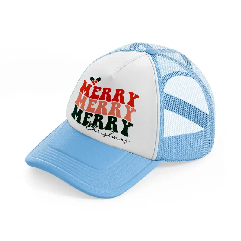 merry christmas-sky-blue-trucker-hat