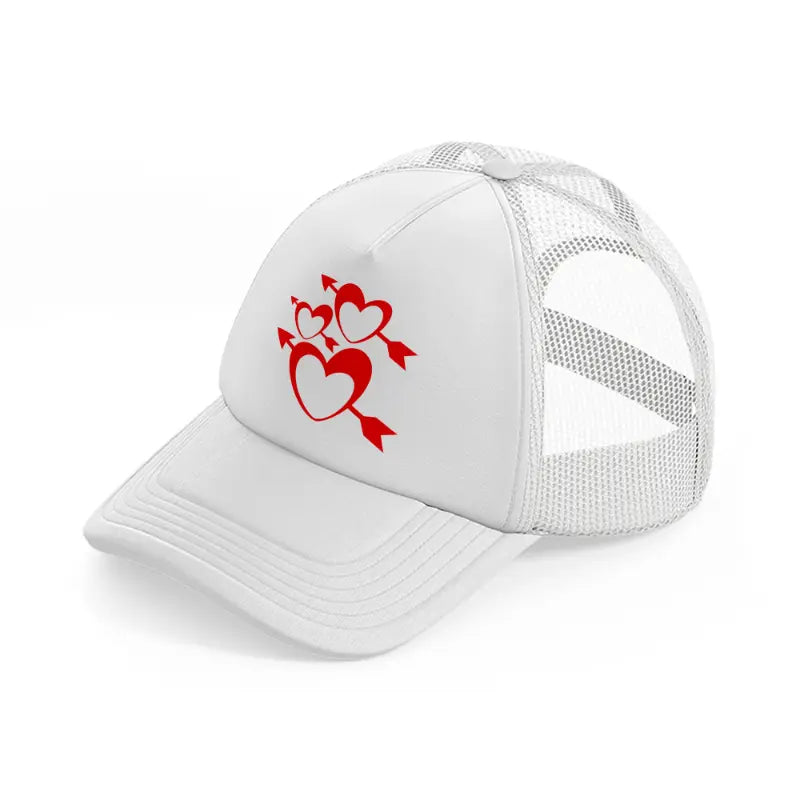3 hearts with arrows-white-trucker-hat