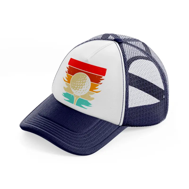golf ball multicolor-navy-blue-and-white-trucker-hat