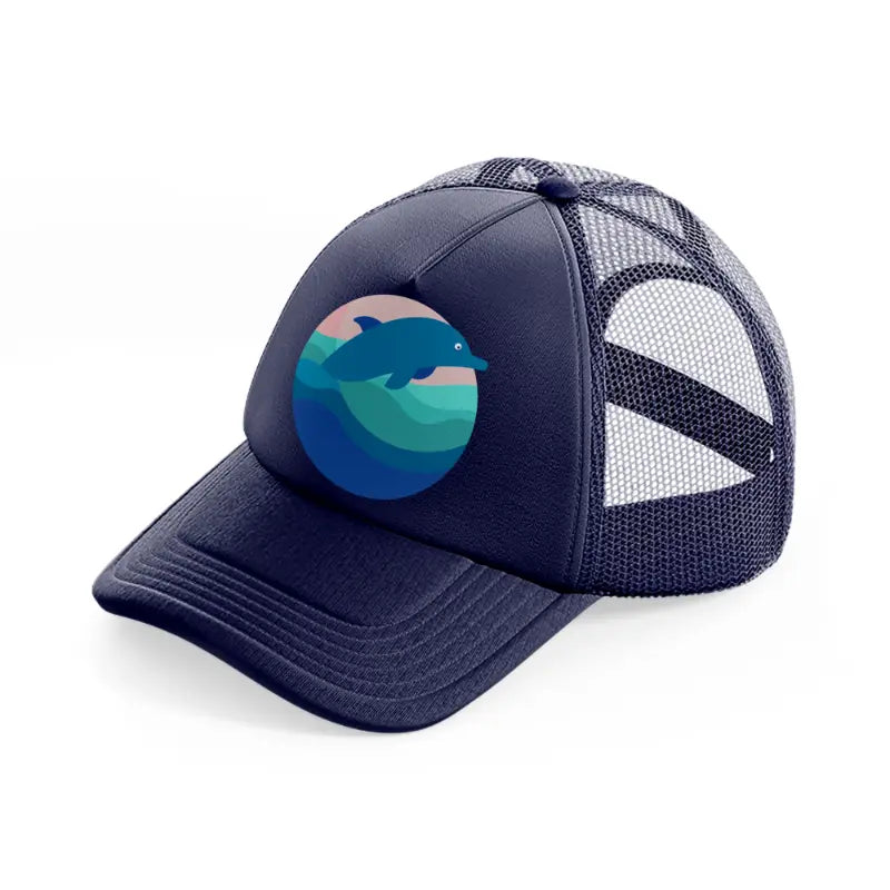 dolphin (1) navy blue trucker hat