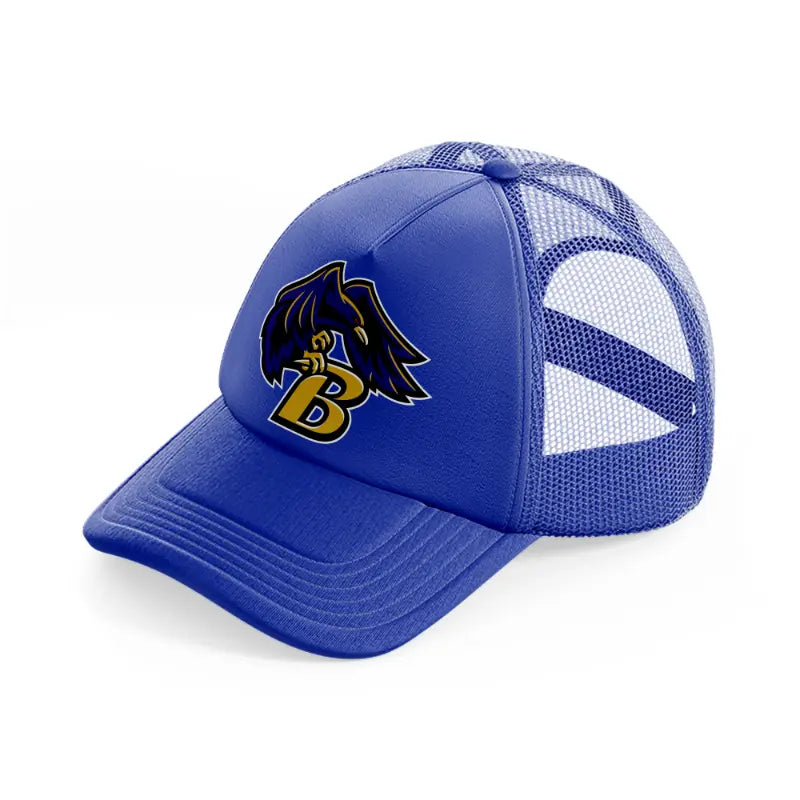 b emblem-blue-trucker-hat