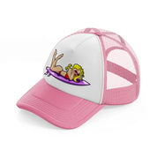 surf girl-pink-and-white-trucker-hat