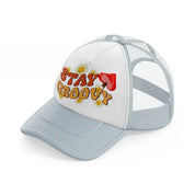 stay groovy grey trucker hat