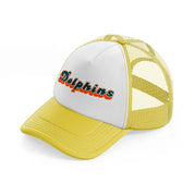 dolphins text-yellow-trucker-hat