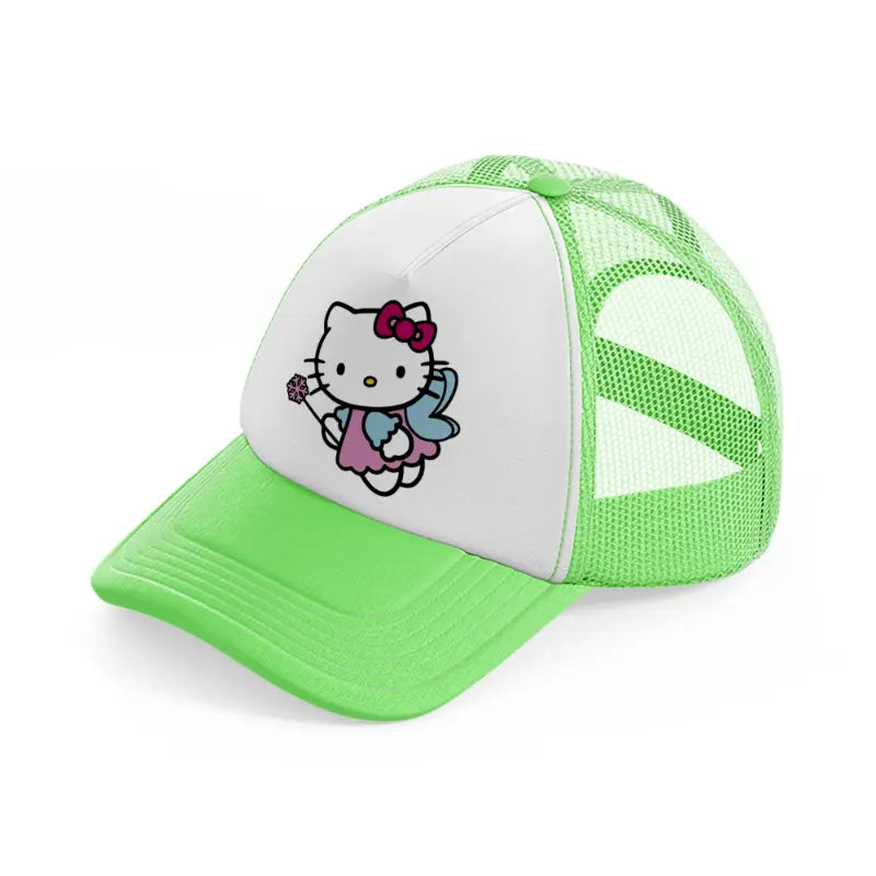 hello kitty fairy lime green trucker hat