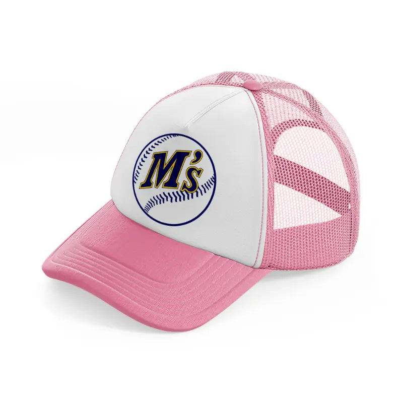 seattle mariners ball-pink-and-white-trucker-hat