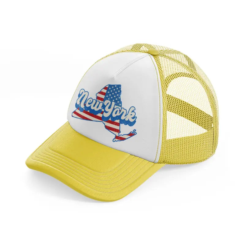 new york flag-yellow-trucker-hat