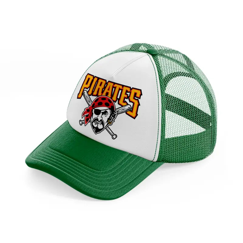 p.pirates emblem-green-and-white-trucker-hat